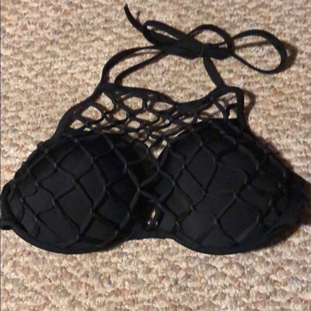 Black Fish Net Caged bikini top